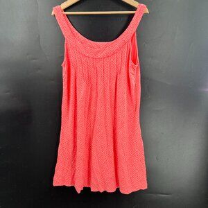 Fresh Produce NEON orange pink throw on tank dress geometric beach coastal L